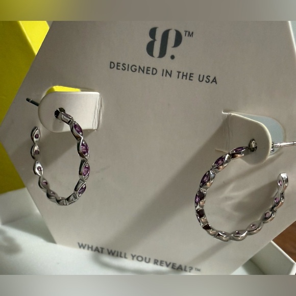 Bomb Party STERLING SILVER RBP7053 Hoop Earrings She’s A Stunner NEW Rose - Picture 2 of 6